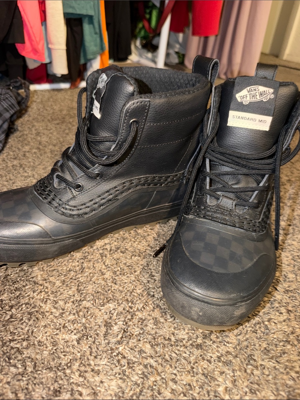 Vans Black Checkerboard Standard Mid Men's Boots